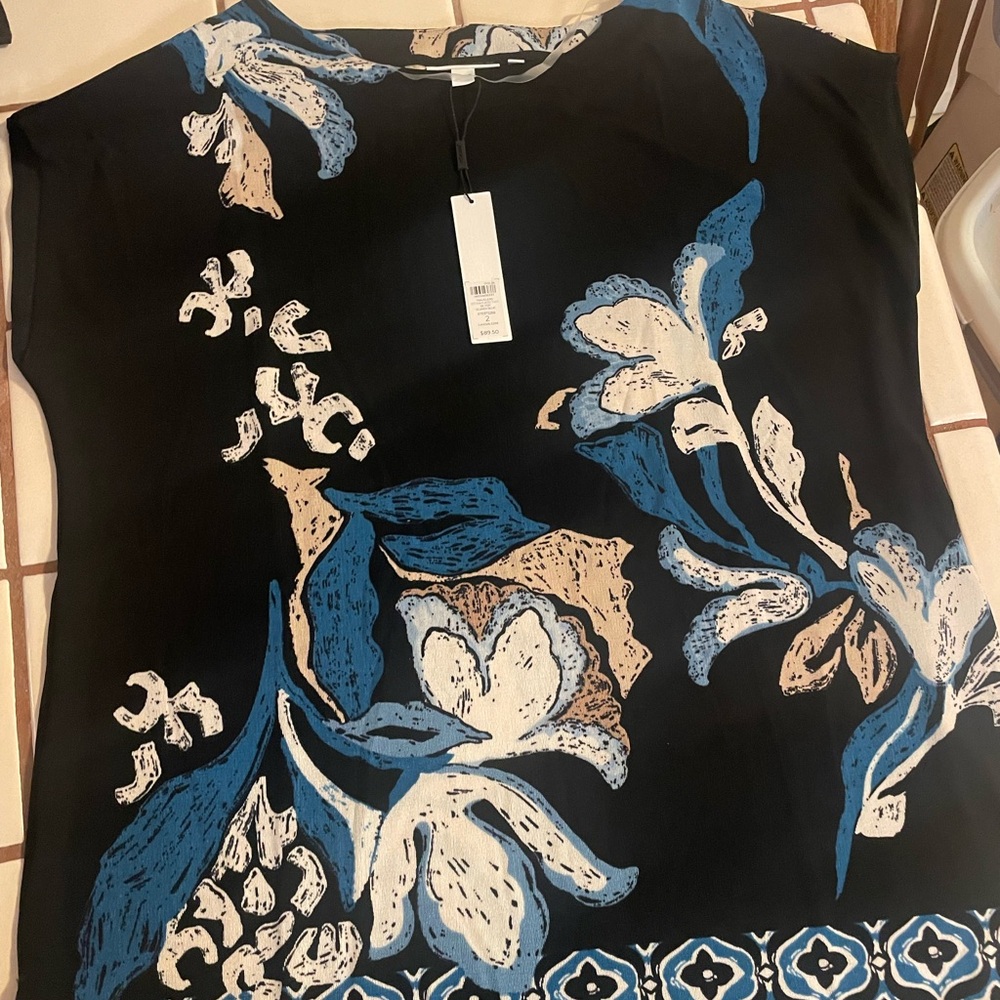 Chicos Travelers Estonia Placed Tunic SSTop, Scandi Blue